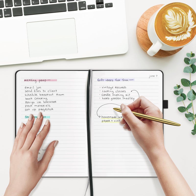 ⩓ Per Se Lined Journal Notebook (5 حزم)، 160 صفحة، A5 5.7 × 8 بوصة مجلات ورقية سميكة مسطرة بالكلية للكتابة، دفاتر ملاحظات ذات غلاف فني للنساء والرجال والمدرسة (أسود) - Image 5
